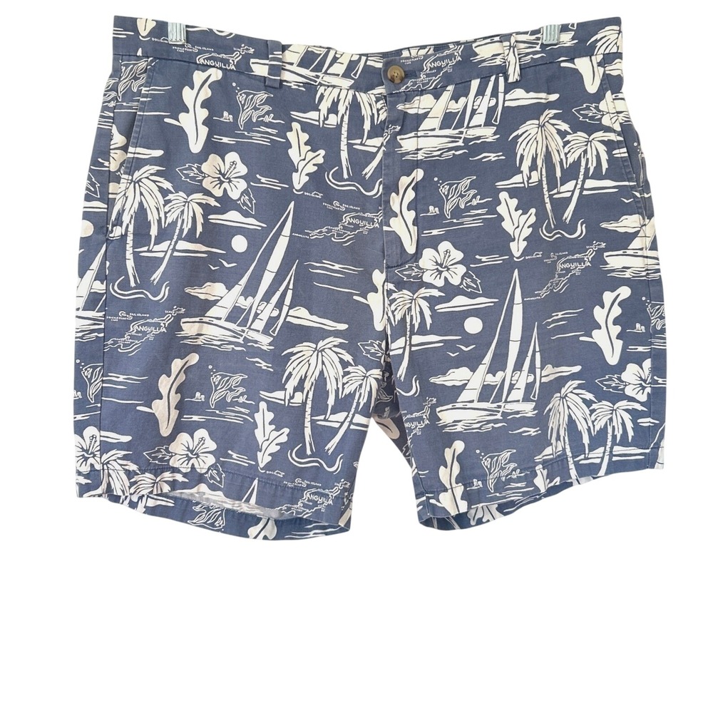 Vineyard Vines Breaker Shorts Mens 40 Anguilla Tropical Island Blue Cotton Chino